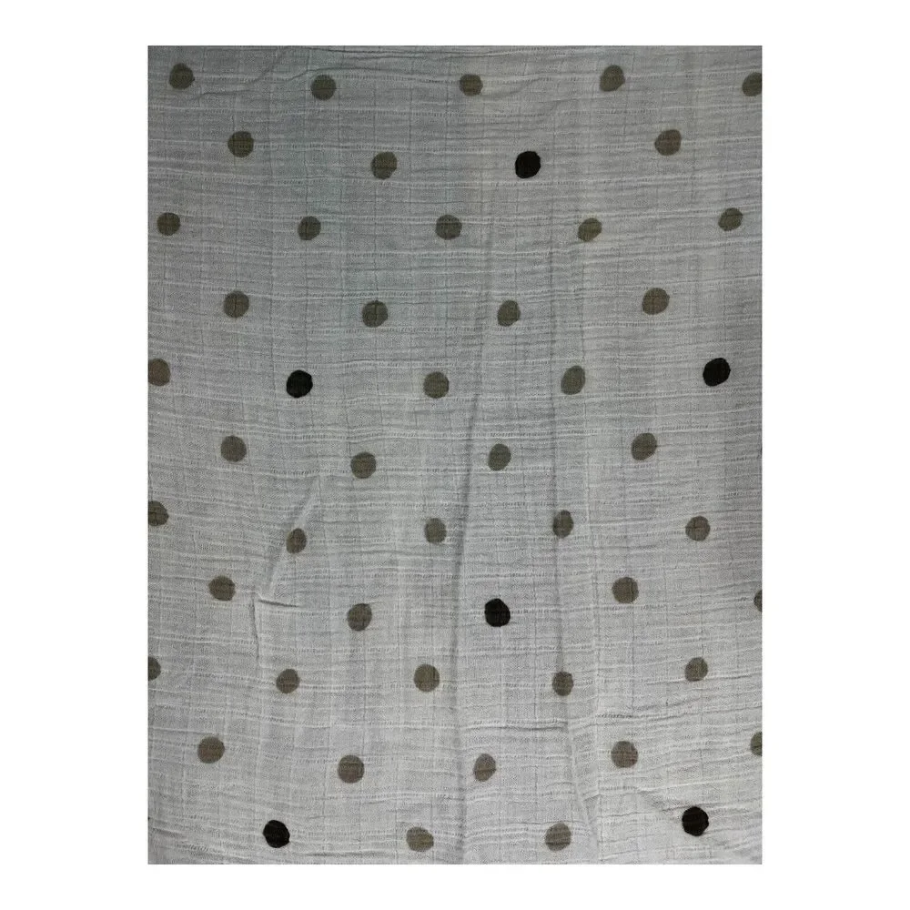 Aden & Anais Gray Tan Polka Dot Muslin Swaddle Baby Blanket 100% Cotton